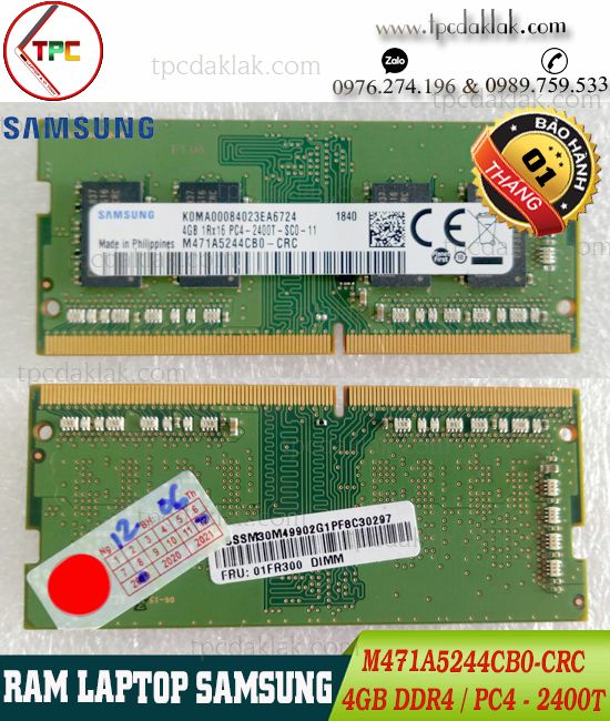RAM LAPTOP SAMSUNG 4 GB 1Rx16 PC4-2400T |RAM LAPTOP 4GB PC4-2400T M471A5244CB0-CRC